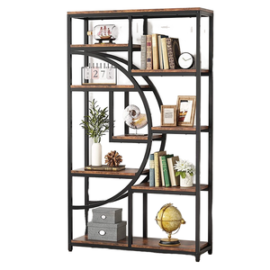 Étagère industrielle en métal, style antique, autoportante, haute, pliable, à 1 niveau, pour rangement et organisation, mobilier de maison spacieux pour salon - Product Image 1
