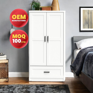 Organizador de armario blanco moderno hecho en Malasia, Panel de madera contemporáneo personalizable para muebles de dormitorio para el hogar y el hotel - Product Image 1
