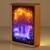Vente en gros Cadre en bois massif Boîte à lumière LED 3D Ombre Taille personnalisée Conception personnalisée Cadre photo en papier gravé