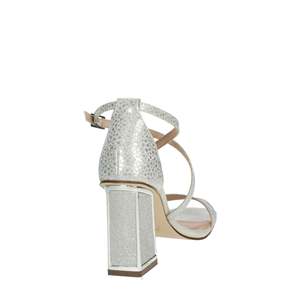 Menbur Sandales à talons pour femme 23701, talon carré pailleté argenté, à brides, avec bride à la cheville, chaussures de mariage et de soirée - Product Image 3