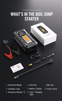 Compresseur d'air intelligent portable pour voiture avec démarreur de secours pour camion/moto, courant de crête 1000A et écran numérique