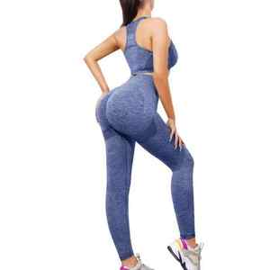 Leggings de fitness pour femmes, <span class=keywords><strong>taille</strong></span> haute, élastiques, compression, tricotés, scrunch, yoga, ensemble de fitness sans couture pour femmes - Product Image 6