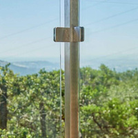 EKOO - Système de balustrade en verre pour balcon extérieur - Poteaux ronds en acier inoxydable avec pince pour verre trempé