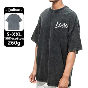 Manufacturer Custom LOGO 100 Cotton Streetwear Graphic Vintage Weight Oversize Anime Acid Wash T Shirt Tee Heavy For Man