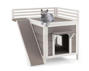 WoodVille su geçirmez kedi barınak ile kaçış kapı yağmur geçirmez dışında kedi evi - Product Image 2