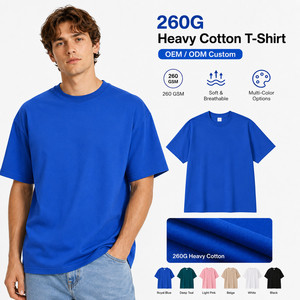 T-shirt en coton denim épais 260G avec logo personnalisé, coupe oversize pour homme, streetwear, tee-shirt vierge doux et respirant, vente en gros, bleu roi - Product Image 1