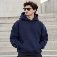 Sweat à capuche en polaire uni pour homme – Sweat-shirt à capuche avec poche kangourou de couleur unie