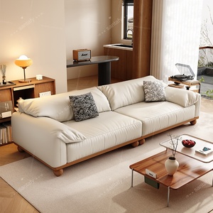 Canapé-lit en cuir inclinable de style moderne du milieu du siècle français pour salon, petit appartement, villa, hôtel, entrepôt, résistant aux griffes des chats - Product Image 3