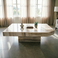 Table basse rectangulaire en marbre à grain de bois de style Wabi-sabi de luxe pour la décoration de la maison, meubles de salon, hôtel, bar