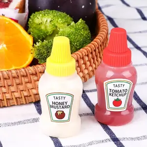 Bouteille Ketchup de tomate 25ML, petit récipient à salade Portable, Bento assaisonnement, Mini bouteilles de Sauce huileuse à pression en plastique, 2 pièces/ensemble