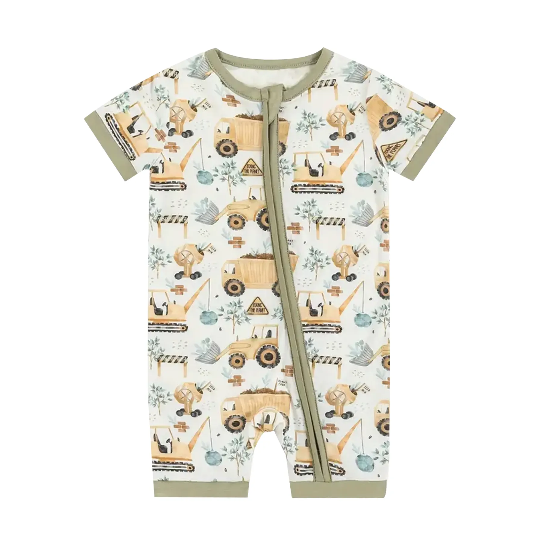 Hochwertige Bambus Baumwolle lange oder kurze Ärmel Kinder-Pjama digitaldruck gerippte Baumwolle Knopf Babypjajamas
