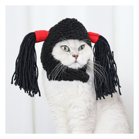 Vêtements pour chiens en gros, Perruque amusante à double queue de cheval pour chat, pour petits animaux de compagnie, Accessoires vestimentaires pour animaux de compagnie - Couvre-chef, Chapeau, Costume, Vêtements