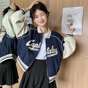 Deeptown Harajuku Fashion <b>Cropped</b> Baseball <b>Jacket</b> Women Oversized Zipper Korean Streetwear Long Varsity <b>Jackets</b> Autumn Cotton - Product Image 2