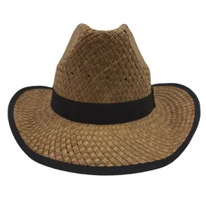 Sombrero de paja estilo vaquero para hombre y mujer, sombrero de jardín UPF 50 + ala ancha, sombrero de verano