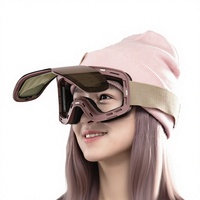 Masque de ski relevable pour adulte, double couche anti-buée, grande lentille sphérique, monture en TPU, coupe-vent, compatible cyclisme extérieur, compatible avec les verres correcteurs