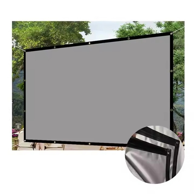 Various Size 80 Inch to 200 Inch Available 16:9 Foldable Narrow Frame Projector Screen 4K HD Portable 3D Silver