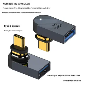 USB3.1 Vrouwelijke Type-C Mannelijke Magnetische Adapter Aluminiumlegering DC Mobiele Telefoon Laptop Computer Volledige Functie Snel Opladen 10Gbps OTG - Product Image 6