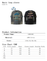 T-shirts à manches longues personnalisés en gros avec impressions de lettrage vieilli et délavé