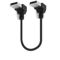 Câble de charge rapide double USB 2.0 mâle 0,2 m, blindage tressé, gaine en PVC, câble de synchronisation de données pour ordinateurs, chargeurs, appareils électroniques