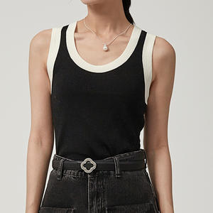 Suéter de lana de alta calidad personalizado para mujer, chaleco, cuello redondo, sin mangas, color sólido, largo - Product Image 5