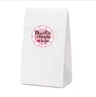 Pegatina redonda de PVC brillante impresa personalizada para sándwich, Pizza, hamburguesa, embalaje de papel térmico para material PET, pan, aperitivos, uso