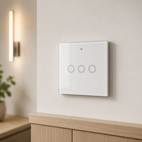 Interrupteur mural intelligent WiFi européen 3 voies 4 gangues avec panneau tactile en verre, compatible avec l'application Smart Life, domotique