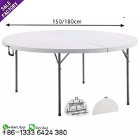 Meilleures ventes de meubles, table ronde pliante en plastique blanche portable pour mariage, banquet