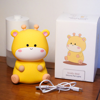 Adorable Veilleuse en Silicone en Forme de Cerf, Lampe de Chevet LED Rechargeable à Changement de Couleur RGB avec Contrôle Tactile pour Chambre d'Enfant et Crèche