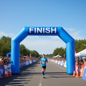 Arche gonflable bleue de 15 pieds pour course en extérieur avec souffleur, impression numérique, résistante à l'eau, thermoscellée, style moderne - Product Image 2