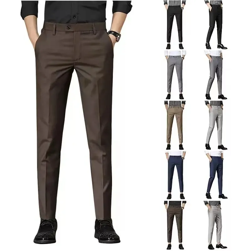 Мужской костюм на заказ, брюки, облегающие брюки, эластичные повседневные деловые мужские брюки