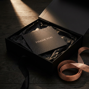 Biglietti di ringraziamento personalizzati neri opachi con goffratura a nido d'ape UV e lamina oro rosa, biglietti di auguri di lusso per aziende, confezione all'ingrosso - Product Image 2