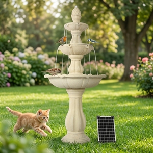 <span class=keywords><strong>Fontaine</strong></span> d'eau décorative de jardin portable <span class=keywords><strong>à</strong></span> 3 niveaux en résine de fibre de verre avec <span class=keywords><strong>énergie</strong></span> <span class=keywords><strong>solaire</strong></span> et batterie - Product Image 4