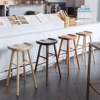 Tabouret de bar commercial en bois massif nordique, tabouret haut multifonctionnel, design moderne, mobilier de bar