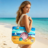 Op maat gemaakte digitale print toeristische souvenir zomer vakantie tas canvas stro tropisch fruit strand tas