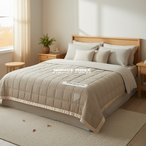 ผ้าห่มใยสังเคราะห์น้ำหนักเบา 100% ผ้าฝ้าย ขนาดควีนไซส์ แบบเย็บติดกัน สีพื้น สำหรับใช้ในบ้าน ฤดูร้อนและฤดูใบไม้ร่วง - Product Image 2