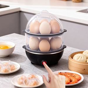 เครื่องทำอาหารเช้าอเนกประสงค์รุ่นใหม่ สำหรับใช้ในบ้าน เครื่องต้มไข่แบบเร็ว หม้อนึ่งไข่ไฟฟ้าสองชั้น - Product Image 4