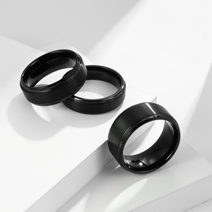 Popular yunnique style 6810mm brushed <b>tungsten</b> steel black-plated classic matte ring for men, simple and high-end f - Product Image 2