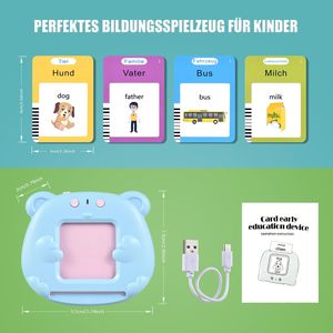 Flashcard Parlanti Tedesche per Bambini, Giocattolo Educativo per <span class=keywords><strong>Autismo</strong></span>, 510 Parole per Bambini 3-6 Anni, Regalo per l'Apprendimento Linguistico, in Plastica - Product Image 5