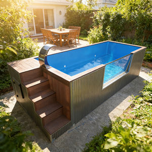 Piscine préfabriquée en fibre de verre hors sol, piscine rectangulaire mobile en bois, spa de natation, piscine acrylique sans fin - Product Image 2