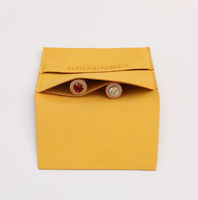 Pochette à bijoux en daim jaune moutarde, sac cadeau enveloppe avec rabat pliable, logo personnalisé pour l'emballage des bagues, vente en gros