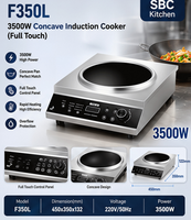 Tischplatte 3500W Hochleistungs-Edelstahl-Wok Konkaver Kommerzieller Elektrischer Induktionsherd Freistehender Wok-Brenner 220V