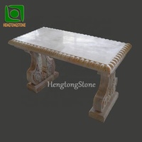 Table décorative personnalisée en pierre de marbre de jardin Table en pierre de sculpture pour le jardin en stock
