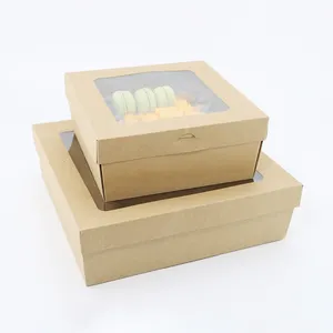 Fabrik heißer Verkauf Kraftpapier-Kuchen-Box mit Fenster-Geburtstagskuchen-Verpackungs box