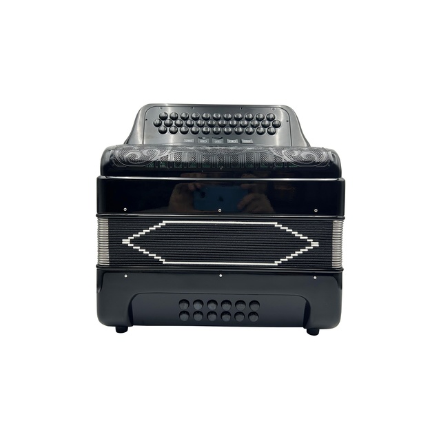 SEASOUND OEM Diatonic Accordion Instrument 34 Buttons 12 Bass 5 Registers Bright Black Accordion Black Buttons Grill JB3412D