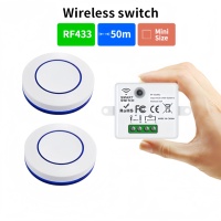 Interrupteur à panneau rond miniature à télécommande AC 85-240V, 1 récepteur avec 1/2 émetteurs, interrupteur de commande sans fil à 50 m de distance
