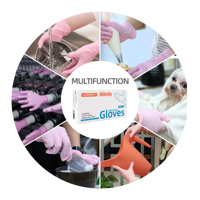Gants en nitrile rose sans poudre hypoallergéniques jetables sans latex utilisation de soins pédiatriques au toucher ultra doux