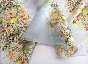 <span class=keywords><strong>Tissu</strong></span> en <span class=keywords><strong>organza</strong></span> de soie pure 100% <span class=keywords><strong>imprimé</strong></span> numériquement, Inde - Product Image 5