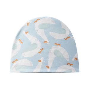 หมวกคลุมผมสำหรับคุณแม่ตั้งครรภ์ ผ้าฝ้ายตาข่าย ระบายอากาศได้ดี บางเบา สำหรับฤดูร้อน กันลม สำหรับหญิงตั้งครรภ์และหลังคลอด ลายแมวอ้วน ลายห่านสีฟ้า - Product Image 1