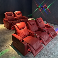 Luxus Diamant stich 3-Sitzer Heimkino Möbel Leder Liege Villa Media Room Functional Movie Studio Kino Sofa Set