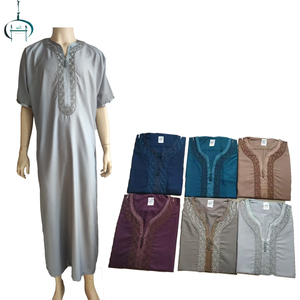 Túnica <span class=keywords><strong>Marroquí</strong></span> para Hombre al por Mayor - Ropa Islámica <span class=keywords><strong>de</strong></span> Manga Corta en Color Sólido, Kaftán, Jubba, Atuendo Musulmán en Venta - Product Image 1